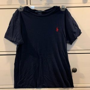 Women’s blue polo shirt